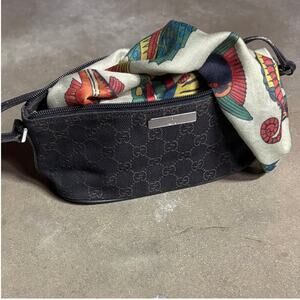 Authentic Gucci Monogram Canvas Leather Black/Brown Handbag